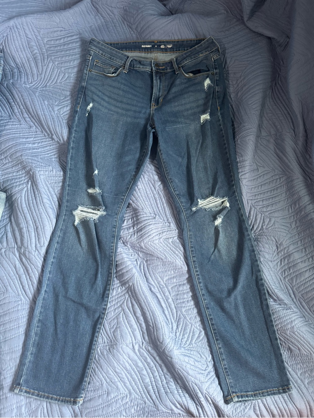 Distressed High-Rise Skinny Jeans - Blue